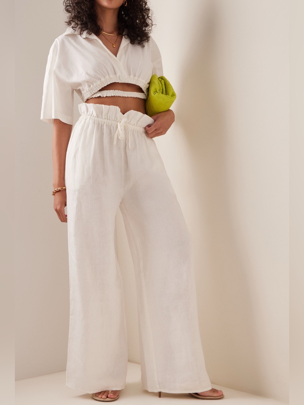Posse Rosa Drawstring Linen Wide-Leg Pants